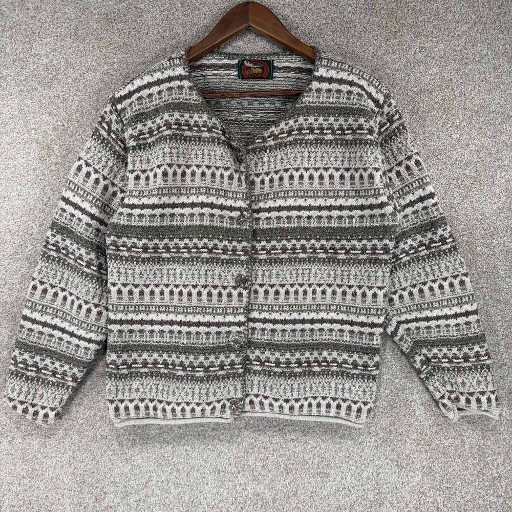 ALPS‎ Sweater Sm Fair Isle Metal Buttons Cardigan Knit Cottage Core Granola Boho